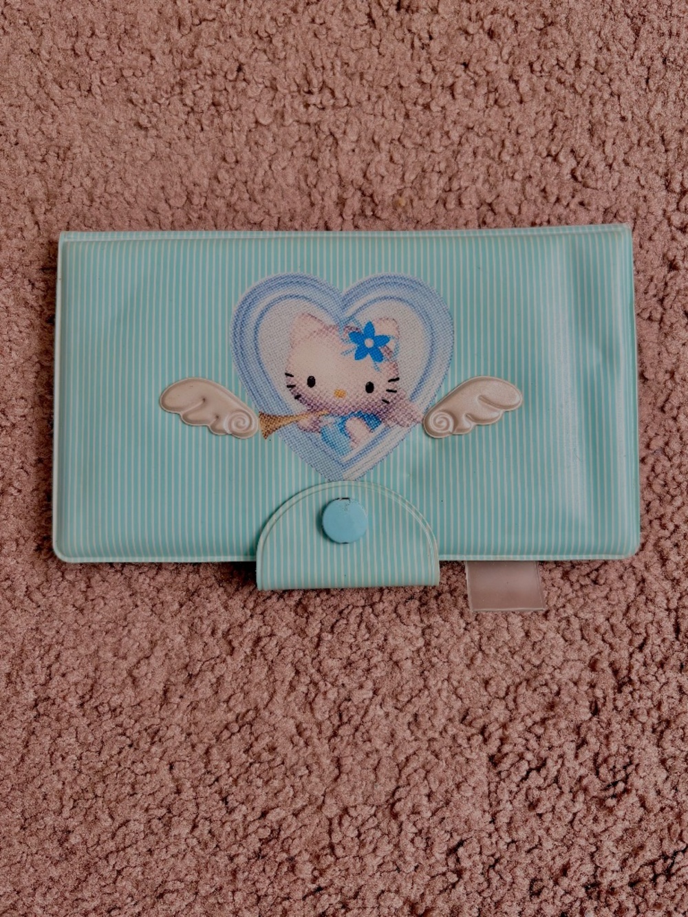 Vintage Sanrio Hello Kitty Blue Angel 2001 Cute Y2K Check Book Wallet Rare *Read
